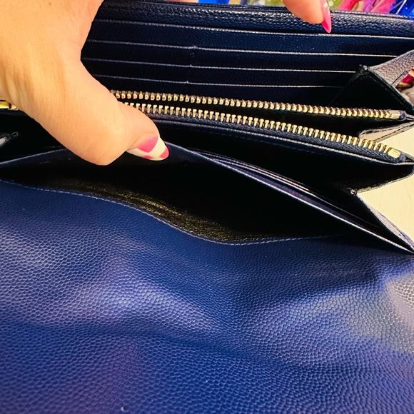 YSL Classic Monogram Flap Mattelasse Chevron Leather Large Wallet Let - Picture 9 of 17